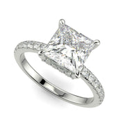 Pauline Princess Cut Pave Hidden Halo 4 Prong Claw Set Engagement Ring Setting - Nivetta